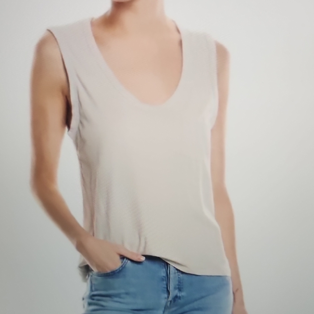 James Perse Picket Tank Top Salt Color Size 2
